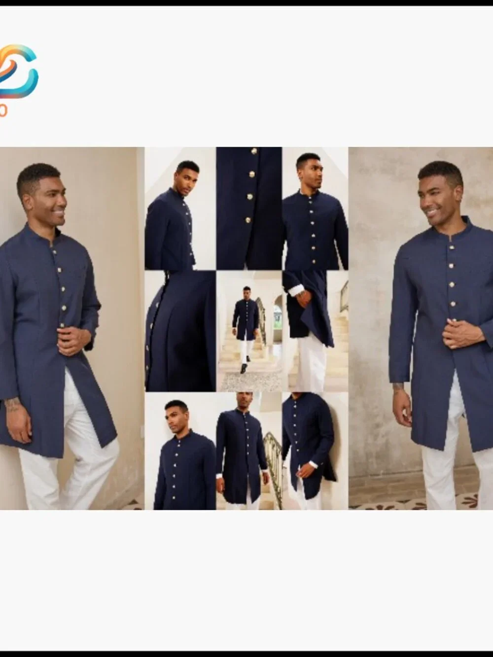 Men's Kurta Coat Mandarin Collar Ethnic Attire Wedding Party Casual